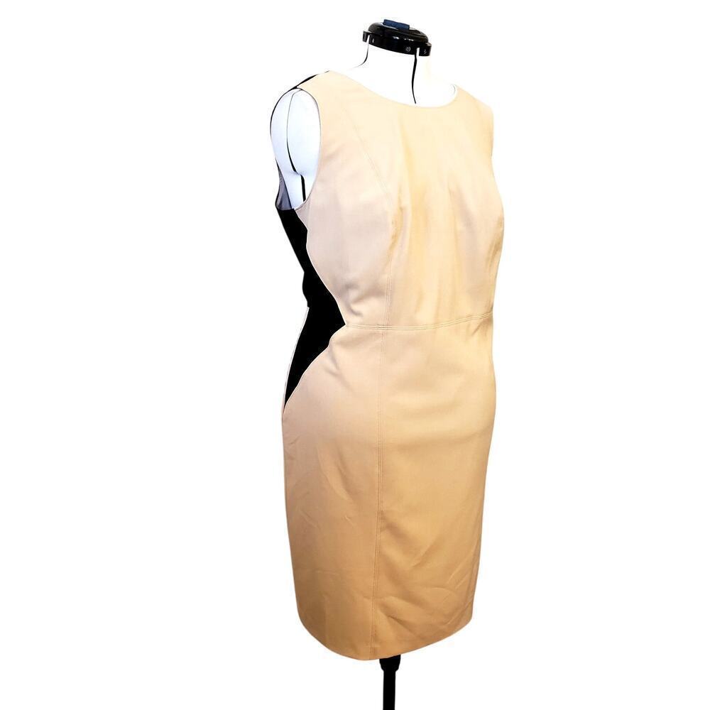 Calvin Klein Colorblock Sheath Dress - Tan & Black, Size 18W